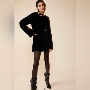Free People Chelsey Velvet Open Back Long Sleeve Mini
Dress NWOT Size M Black